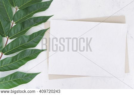 Mockup For Greeting Cards, Invitation Cards, Business Card, Thank You Card Of White And Dark Cardboa