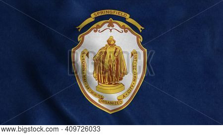 Springfield Flag, City Of Massachusetts, United States Of America. 3d Illustration.