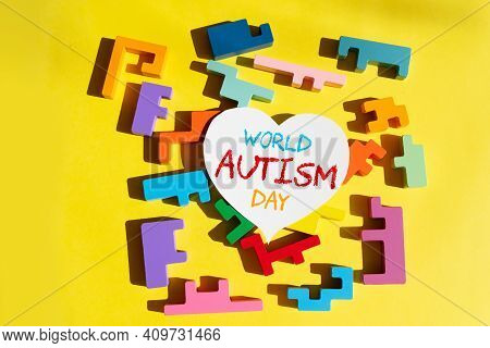 Jigsaw Puzzles, World Autism Awareness Day, Lletters On White Heart