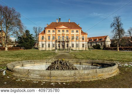 Libechov, Old Abandoned Baroque Castle In Central Bohemia,czech Republic.romantic Building With Balc