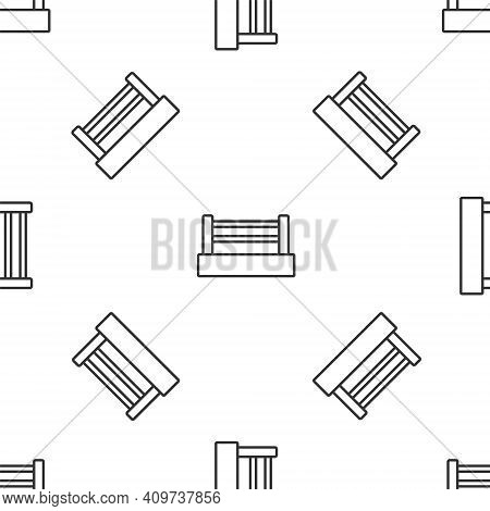 Grey Line Boxing Ring Icon Isolated Seamless Pattern On White Background. Vector