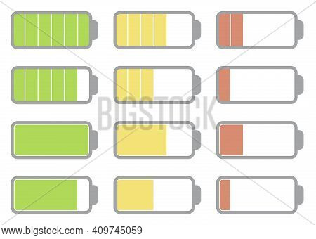 Battery Charge Icons Set Vector Flat Illustration