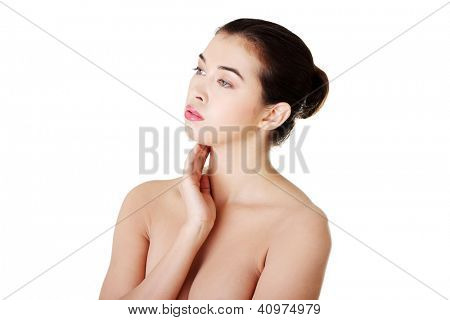 Baeutiful junge Frau Porträt, isolated on white