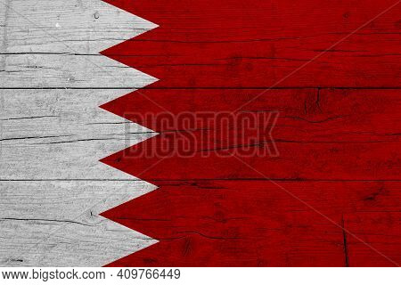 Flag Of Bahrain. Wooden Texture Of The Flag Of Bahrain.