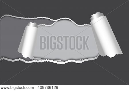 Gray Torn Paper On Transparent Background. Seamless Vector Texture. Stock Image. Eps 10.