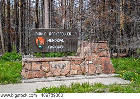 Grand Tetons Np, Wy, Usa - June 22, 2019: The John Rockfeller Jr Memorial Parkway