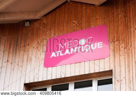 Lacanau , Aquitaine France - 02 09 2021 : Medoc Atlantique Logo Sign Of Agency Local Town And Villag