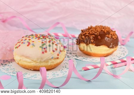 Traditional German Dessert Similar To Doughnut With No Hole Called Berliner Pfannkuchen Made From Sw