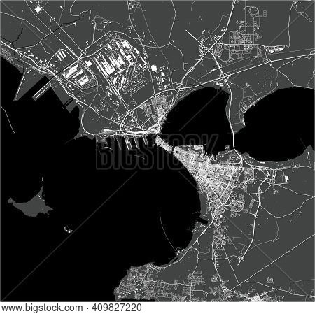 Map Of The City Of Taranto, Italy