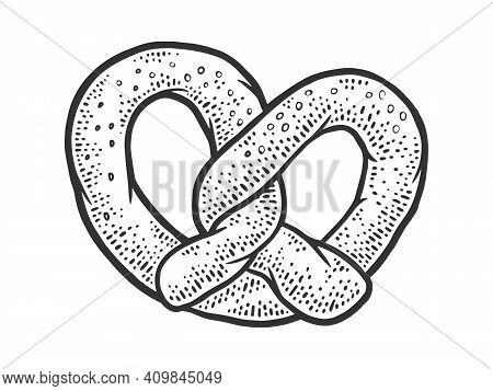 Pretzel Kringle Bakery Product Sketch Engraving Vector Illustration. T-shirt Apparel Print Design. S