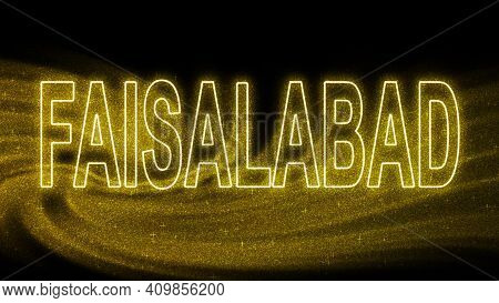 Faisalabad Gold Glitter Lettering, Faisalabad Tourism And Travel, Creative Typography Text Banner, O