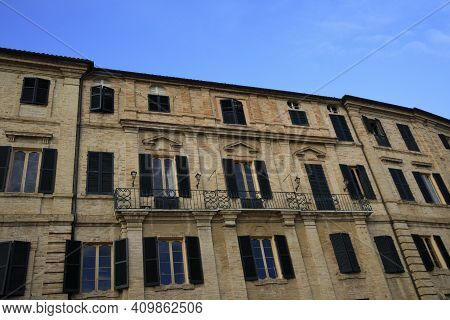 Recanati (mc), Italy - January 1, 2019: The Home And Birthplace Of Count Giacomo Leopardi, Italian P