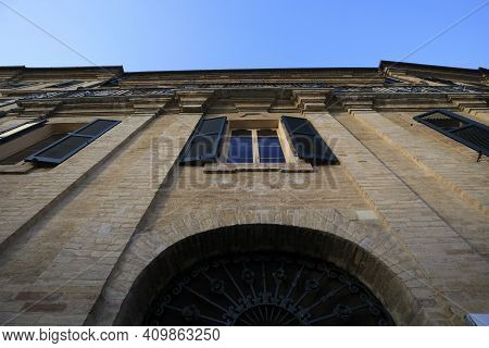 Recanati (mc), Italy - January 1, 2019: The Home And Birthplace Of Count Giacomo Leopardi, Italian P