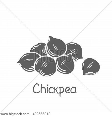 Heap Of Chickpeas Glyph Vector Illustration. Monochrome Isolated Handful Of Chickpea Seed.