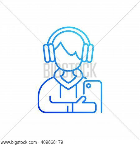 Teenage Boy Gradient Linear Vector Icon. Male Teenager. Adolescence. Emotional Development. School S