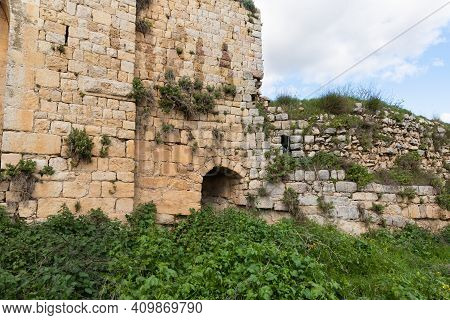 The Outer Walls Of The Ruins Of Crusader Fortress Chateau Neuf - Metsudat Hunin Is Located At The En