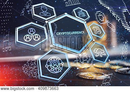 Crypto-currency,  Bitcoin Internet Virtual Money. Currency Technology Business Internet Concept.3d I
