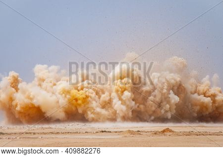 Detonator Blasting On The Construction Site In The Oman