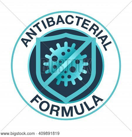 Antiviral Antibacterial Formula Against Coronavirus Shield Icon. Stop Sign, Health Protection, Hand 