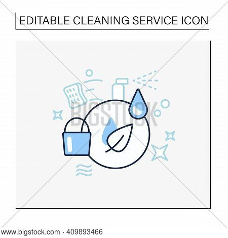 Green Cleaning Line Icon. Ecological Products. Without Chemicals. Zero Waste Products, Environment C