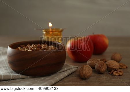 Fasting Meals On Wooden Table. Lent Season