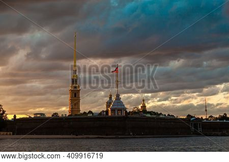 Russia. July 5, 2015. Peter And Paul Fortress, Located On Zayachy Island In St. Petersburg In The Ev