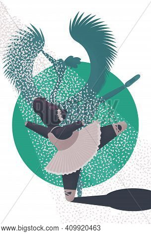 Cute Hyppo Ballet Dancer With The Shadow Of Crane