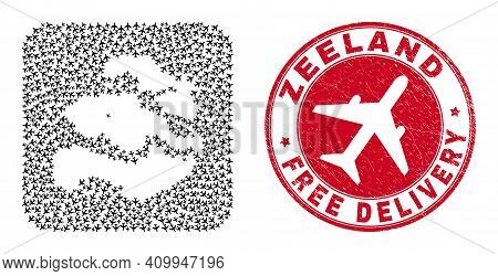 Vector Collage Zeeland Province Map Of Aeroplane Items And Grunge Free Delivery Seal Stamp. Collage 