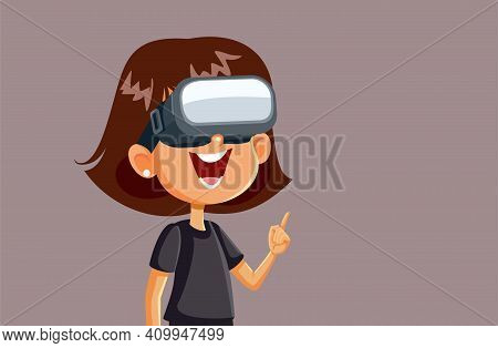 Cheerful Girl Wearing Vr Glasses Having Fun