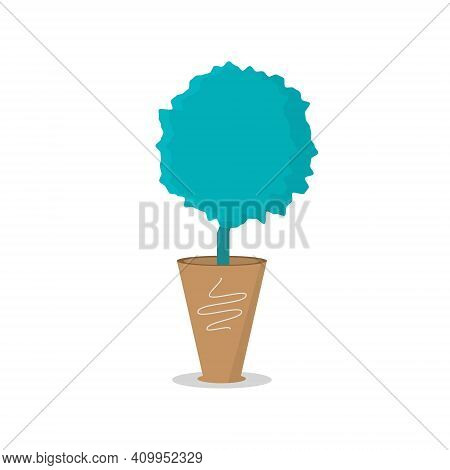 A Modern Green Flower In A Pot. The Flower Is Round In Shape With Distortions. Modern Images Of The 