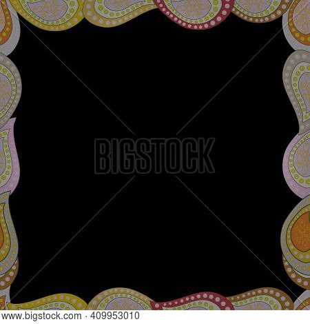 Seamless Pattern. Doodle Frame. Vector Illustration. Illustration In Neutral, Yellow And Black Color