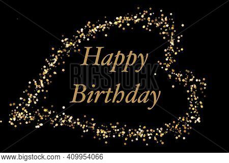 Happy Birthday Greeting With Golden Love Sprinkle.
