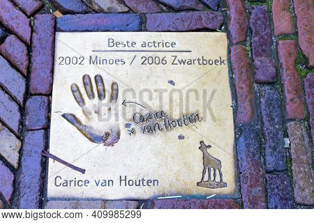 Utrecht, The Netherlands - 21 Jan, 2021: Golden Tile Of Carice Van Houten At The Movie Boulevard In 