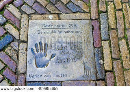 Utrecht, The Netherlands - 21 Jan, 2021: Golden Tile Of Carice Van Houten At The Movie Boulevard In 