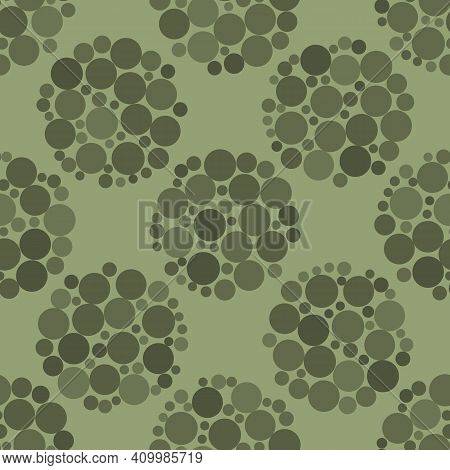 Abstract Allium Flower Seedhead Seamless Vector Pattern Background. Small Seeds Within Large Circle 