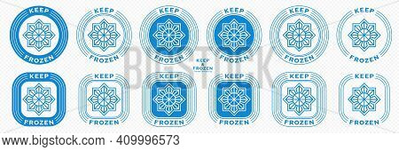 Concept For Product Packaging. Marking - Keep Frozen And Frozen Product. Closed Snowflake Icon Insid