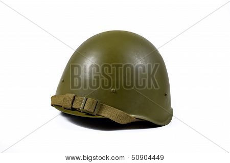a soviet helmet on the white background