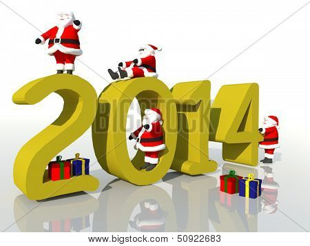 Santa Claus wishes a happy new year 2014