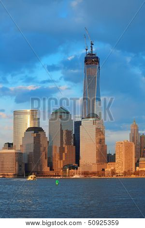 NEW YORK CITY - MARCH 20: One World Trade Center (Freedom Tower) at sunset on March 20, 2013 in New York City. It is the tallest building in New York City with 1,776 feet height since 2012. 
