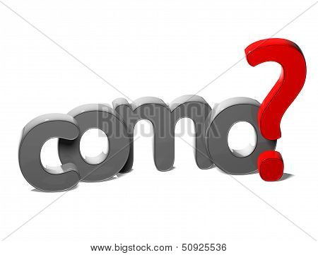 3D Question Word How In Spanish Language (como) On White Background