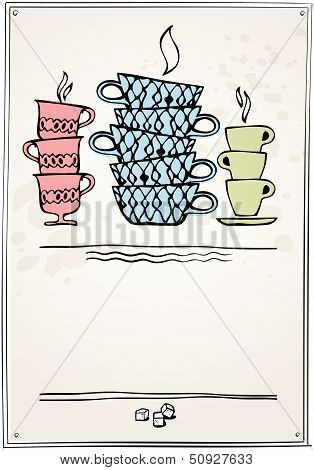 retro frame with cup for menu