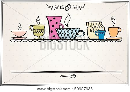 retro frame with cup for menu