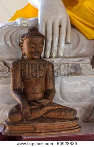 Wood Carving Buddha Statue In Wat Ban Den , Chiangmai Thailand