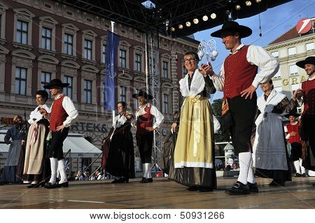 ZAGREB,CROATIA - JULY 19: Members of folk groups Santa Gorizia from Italy during the 47th International Folklore Festival in center of Zagreb,Croatia on July 19,2013