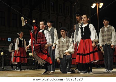 ZAGREB,CROATIA - JULY 18: Members of folk groups Gero Axular from Spain in Basque national costume during the 47th International Folklore Festival in center of Zagreb,Croatia on July 18,2013