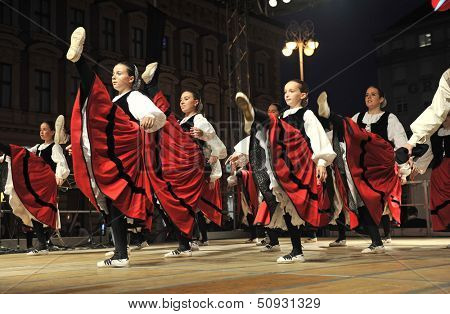 ZAGREB,CROATIA - JULY 18: Members of folk groups Gero Axular from Spain in Basque national costume during the 47th International Folklore Festival in center of Zagreb,Croatia on July 18,2013