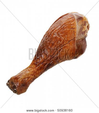 Turkey Smoked Leg Isolated On White