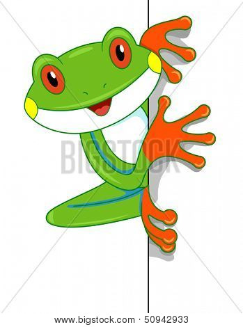 Illustration of a Cute Tree Frog Looking Curiously at the Screen