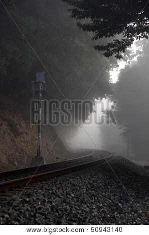 One mystic railroad track without a train