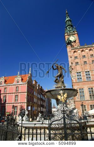 Neptun skulptur i Gdansk - fontänen